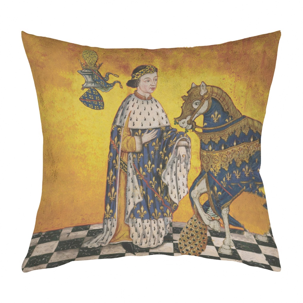 "Pierre I Duc de Bourbon" 40cm x 40cm Faux Leather Cushion Cover (Antique White)
