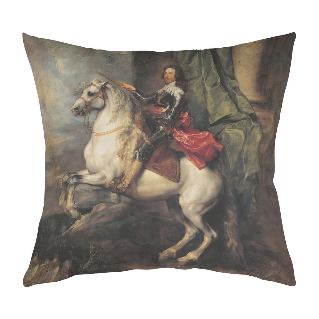"Prince Tommaso Francesco" 40cm x 40cm Faux Leather Cushion Cover (Antique White)