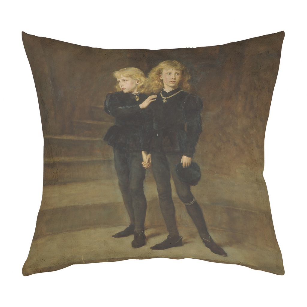 "Princes in the Tower" 40cm x 40cm Faux Leather Cushion Cover (Antique White)