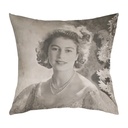 "Princess Elizabeth Detail (Queen Elizabeth II)" 40cm x 40cm Faux Leather Cushion Cover