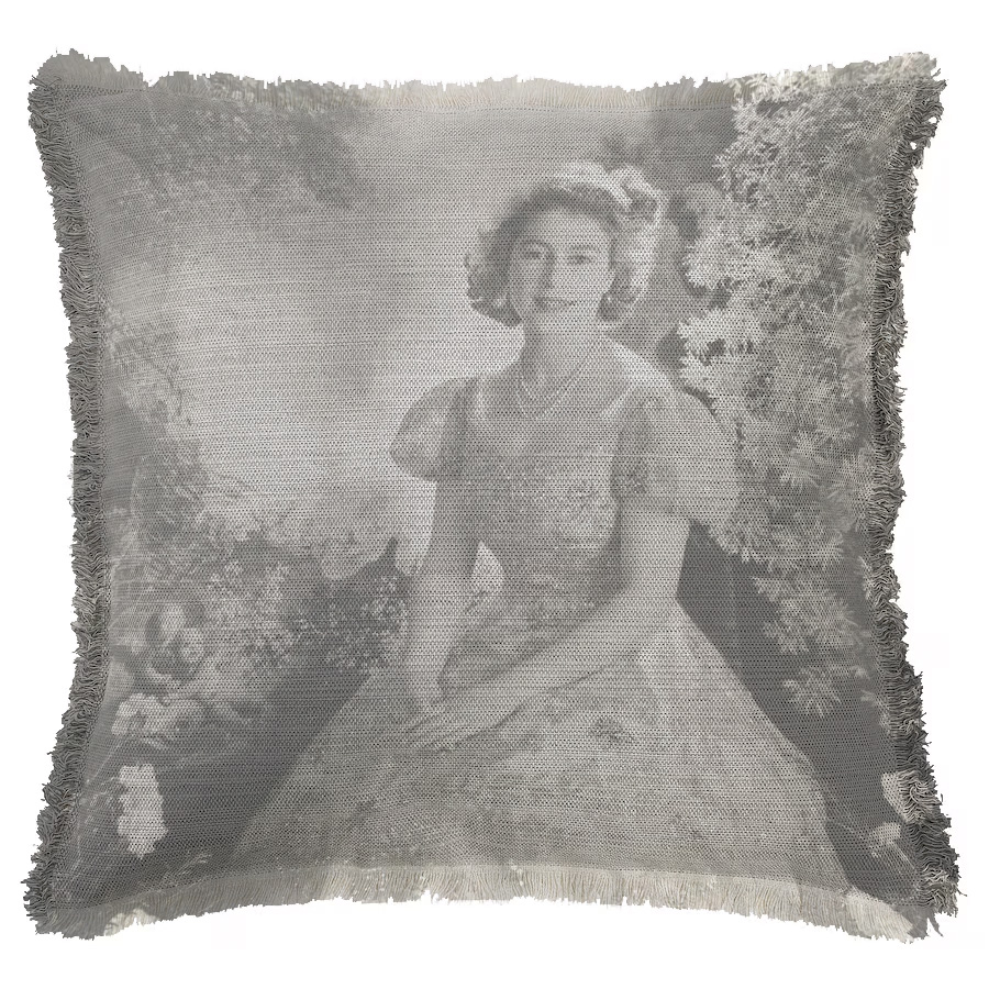 "Princess Elizabeth (Queen Elizabeth II)" 50cm x 50cm Fringed Cotton/Poly Cushion Cover