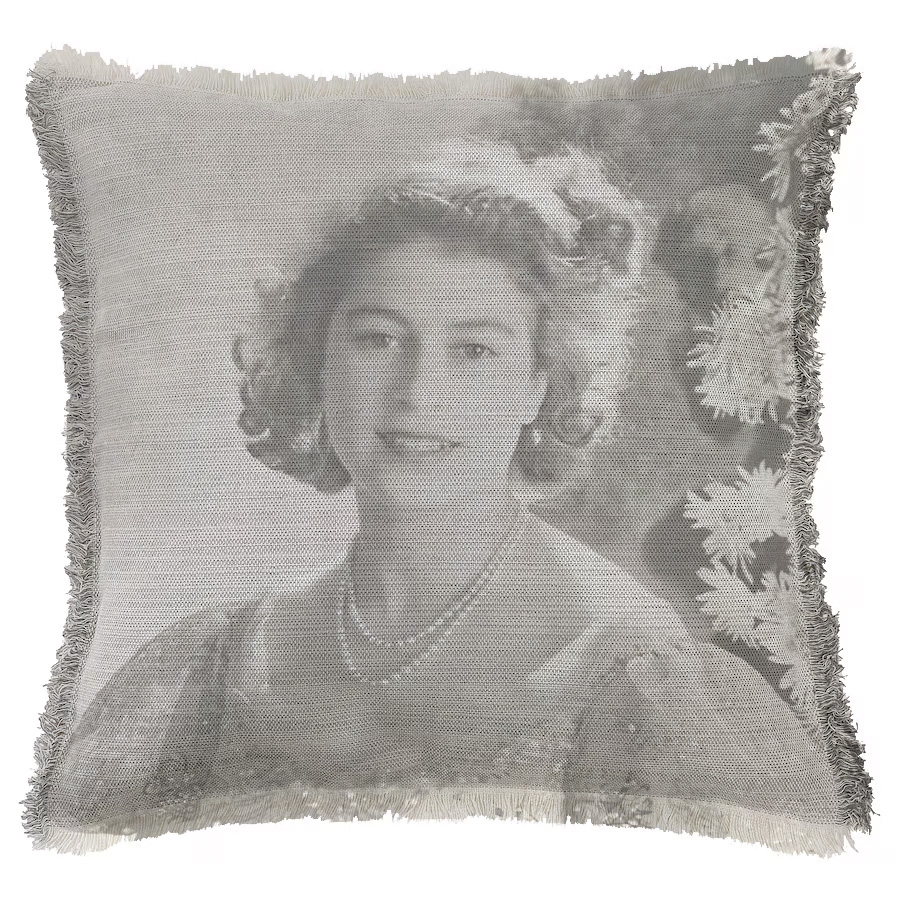 "Princess Elizabeth Detail (Queen Elizabeth II)" 50cm x 50cm Fringed Cotton/Poly Cushion Cover
