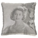 "Princess Elizabeth Detail (Queen Elizabeth II)" 50cm x 50cm Fringed Cotton/Poly Cushion Cover