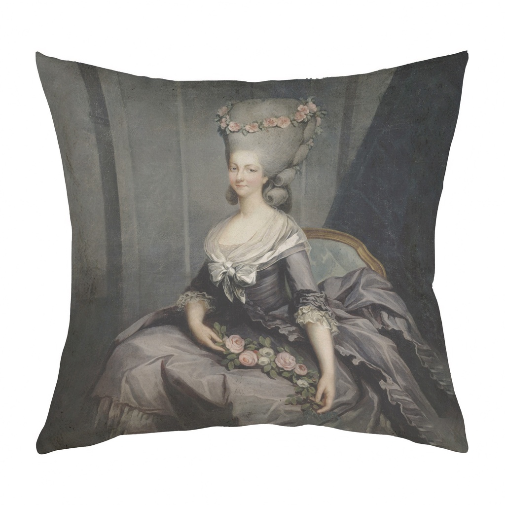 "Princess Lamballe" 40cm x 40cm Faux Leather Cushion Cover (Antique White)
