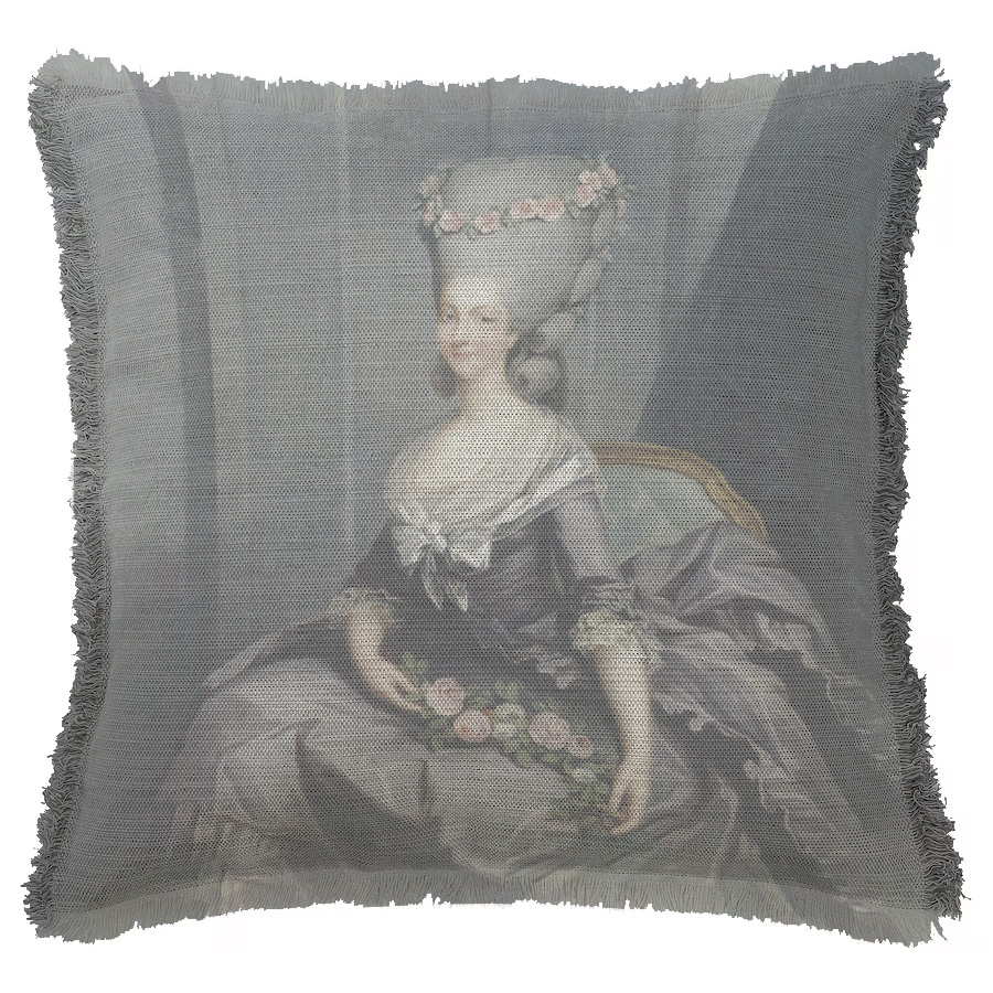"Princess Lamballe" 50cm x 50cm Fringed Cotton/Poly Cushion Cover