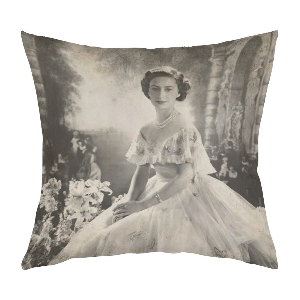 "Princess Margaret" 40cm x 40cm Faux Leather Cushion Cover (Antique White)