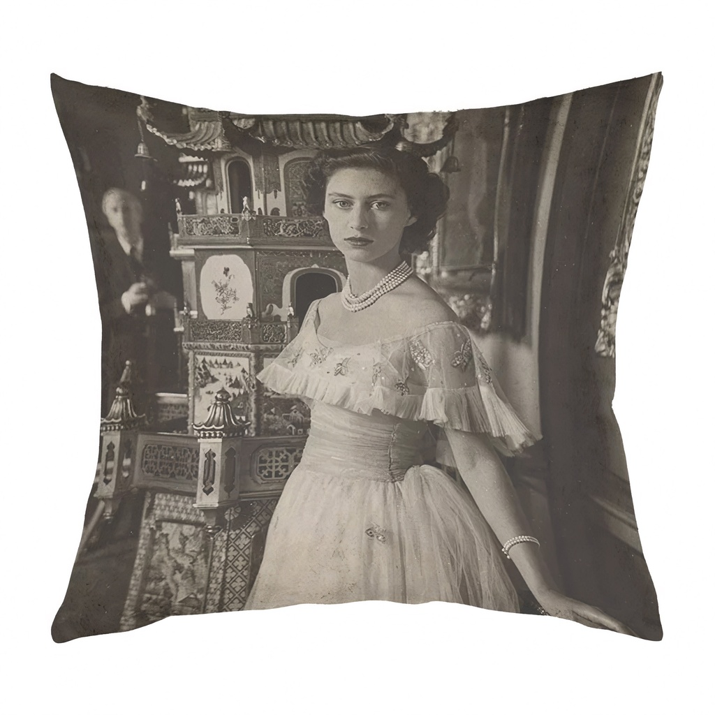 "Princess Margaret 2" 40cm x 40cm Faux Leather Cushion Cover (Antique White)