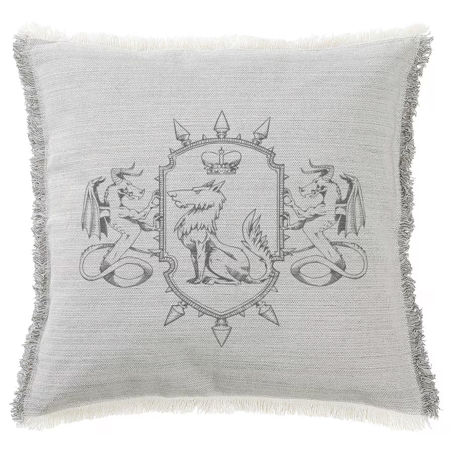 "Proud Wolf Arms" 50cm x 50cm Fringed Cotton/Poly Cushion Cover