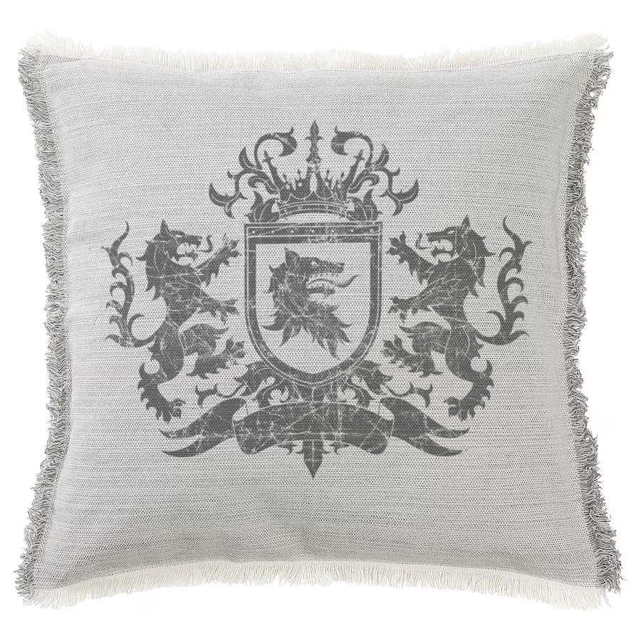 "Rampant Wolf Heraldry" 50cm x 50cm Fringed Cotton/Poly Cushion Cover