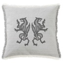 "Rampant Wolf Pair" 50cm x 50cm Fringed Cotton/Poly Cushion Cover