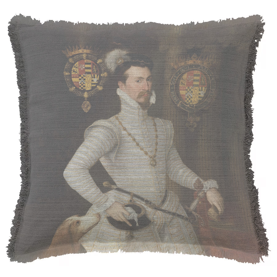 "Robert Dudley" 50cm x 50cm Fringed Cotton/Poly Cushion Cover