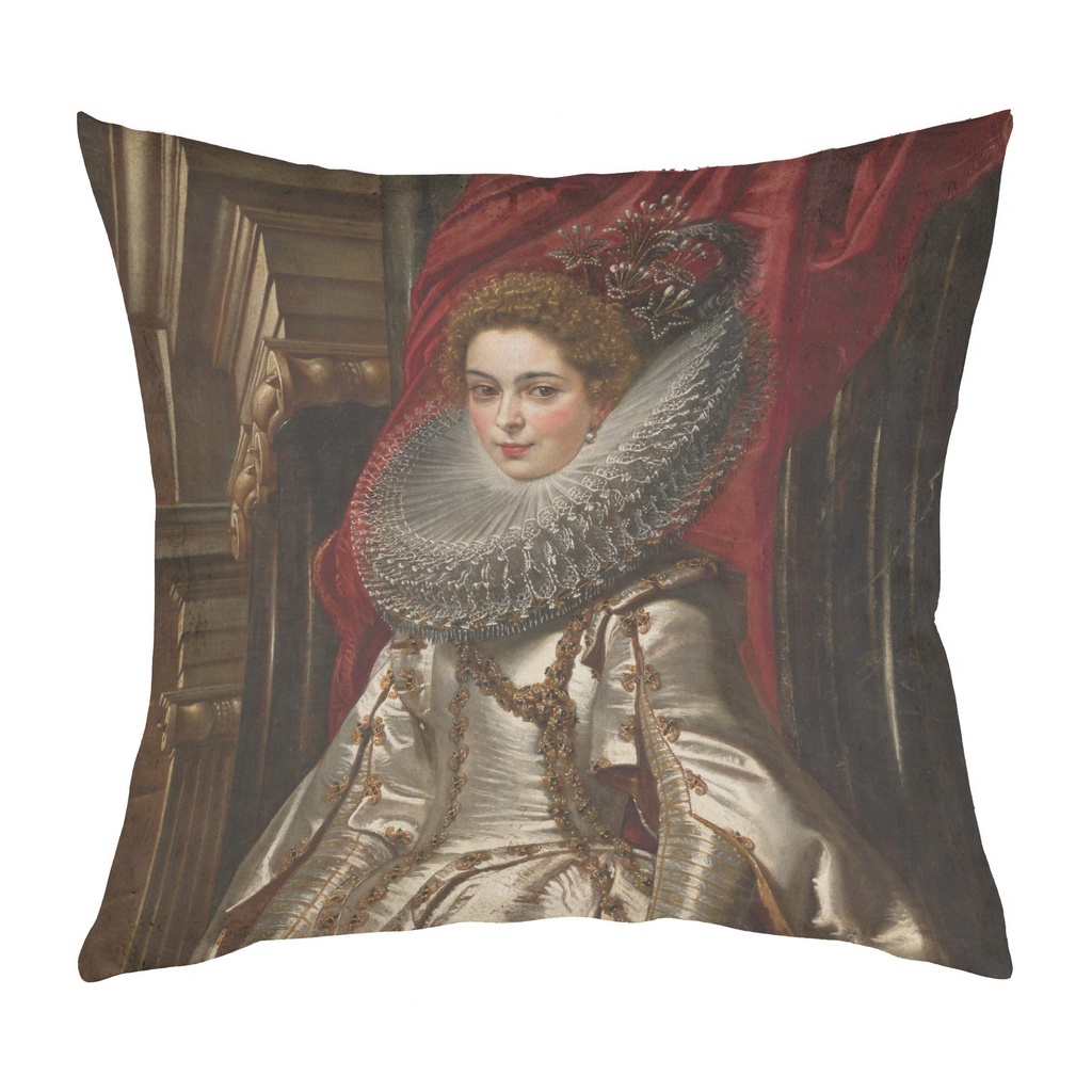 "Rubens, Marchesa Brigida Spinola Doria" 40cm x 40cm Faux Leather Cushion Cover (Antique White)