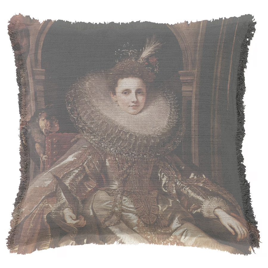 "Rubens, Portrait of Maria Serra Pallavicino" 50cm x 50cm Fringed Cotton/Poly Cushion Cover
