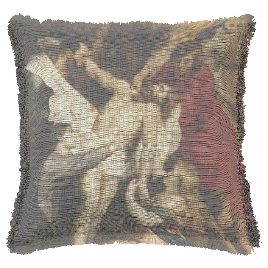 "Rubens, Descente de Croix" 50cm x 50cm Fringed Cotton/Poly Cushion Cover