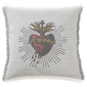 "Sacred Heart" 50cm x 50cm Fringed Cotton/Poly Cushion Cover