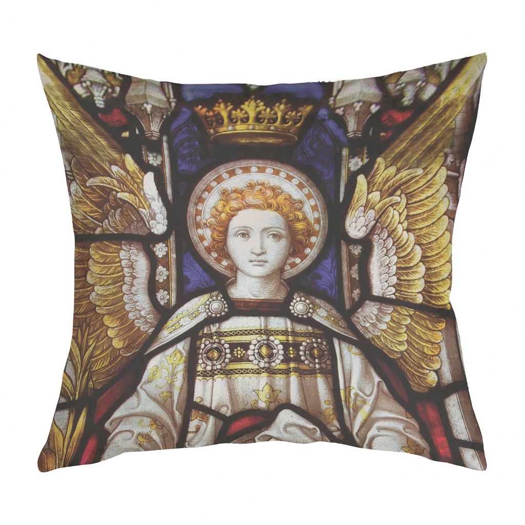 "Saint Gabriel" 40cm x 40cm Faux Leather Cushion Cover (Antique White)