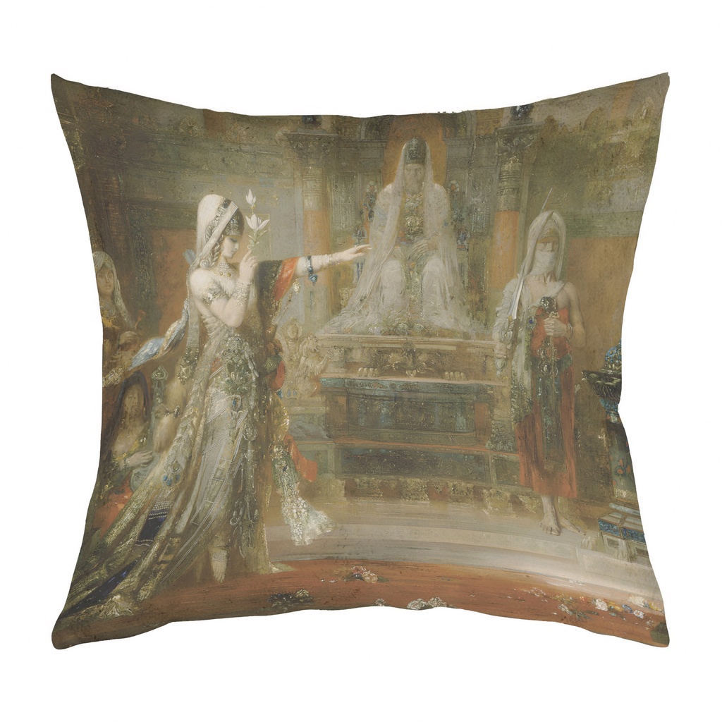 "Salome Dancing before Herod" 40cm x 40cm Faux Leather Cushion Cover (Antique White)