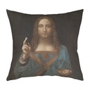 "Salvator Mundi" by Leonardo da Vinci 40cm x 40cm Faux Leather Cushion Cover