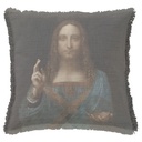 "Salvator Mundi" by Leonardo da Vinci 50cm x 50cm Fringed Cotton/Poly Cushion Cover