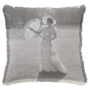 "The Queen Mother in the Garden" 50cm x 50cm Fringed Cotton/Poly Cushion Cover