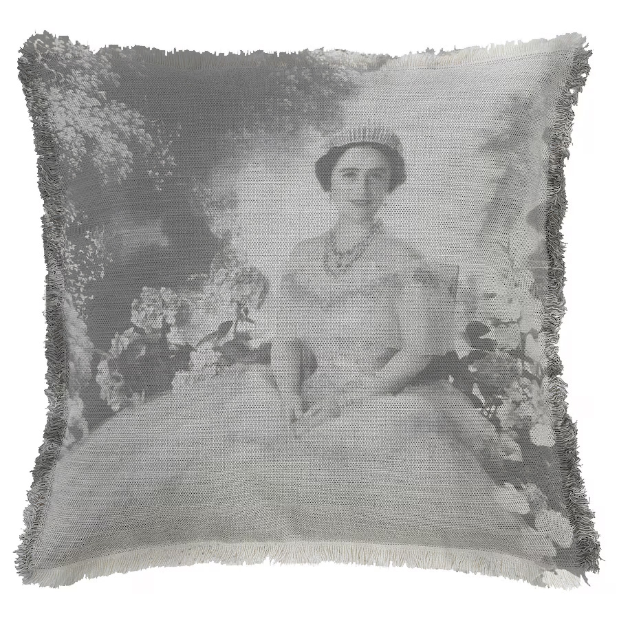 "The Queen Mother" 50cm x 50cm Fringed Cotton/Poly Cushion Cover