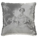 "The Queen Mother" 50cm x 50cm Fringed Cotton/Poly Cushion Cover