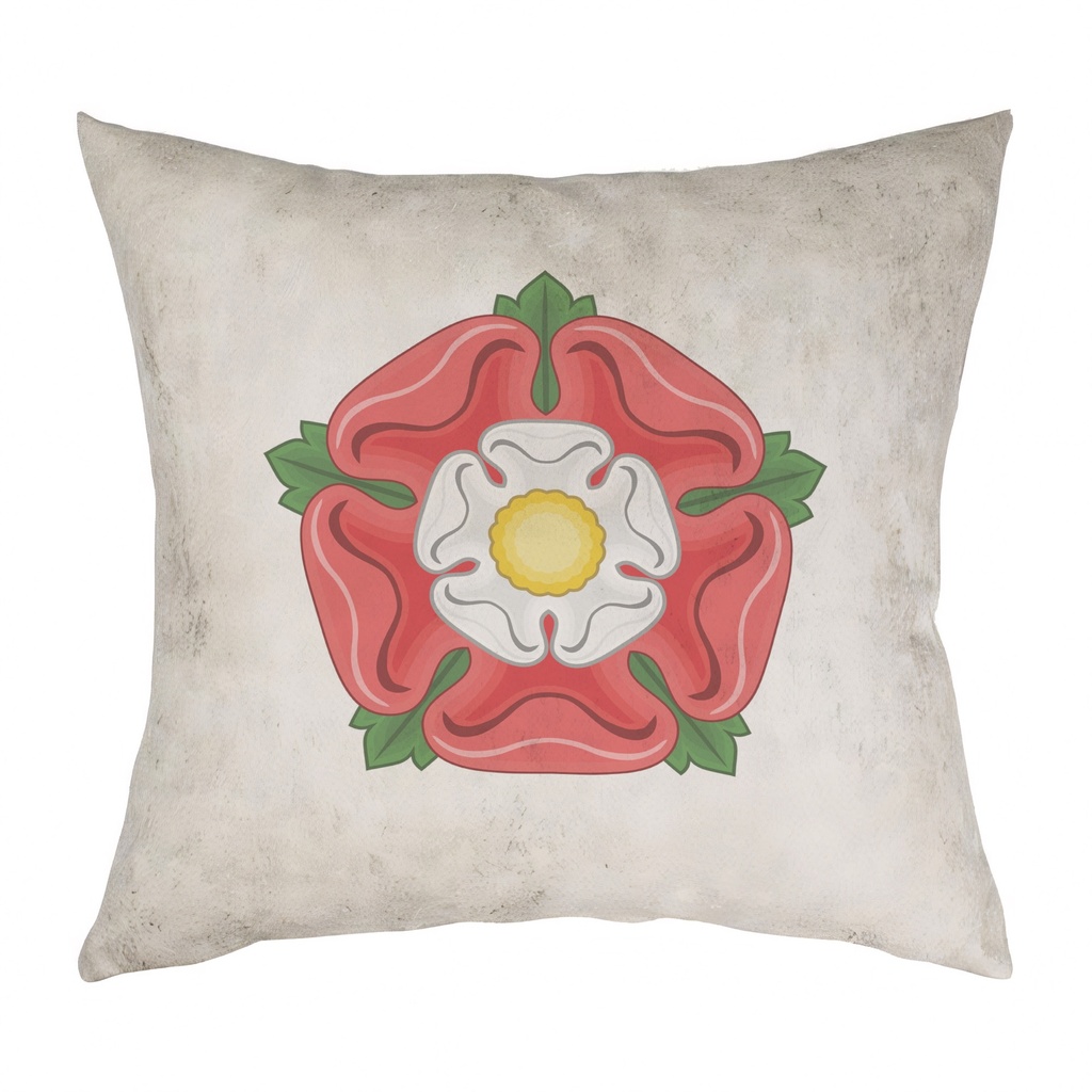 "Tudor Rose" 40cm x 40cm Faux Leather Cushion Cover (Antique White)