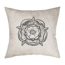 "Tudor Rose Woodcut" 40cm x 40cm Faux Leather Cushion Cover
