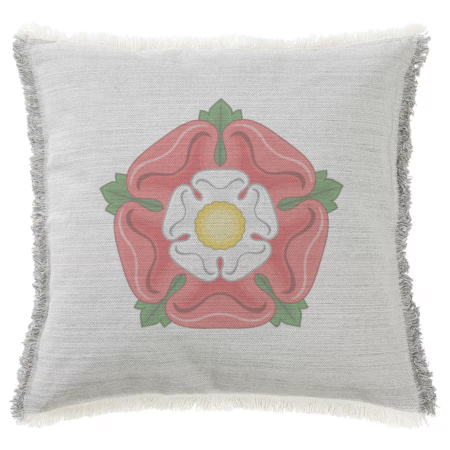 "Tudor Rose" 50cm x 50cm Fringed Cotton/Poly Cushion Cover