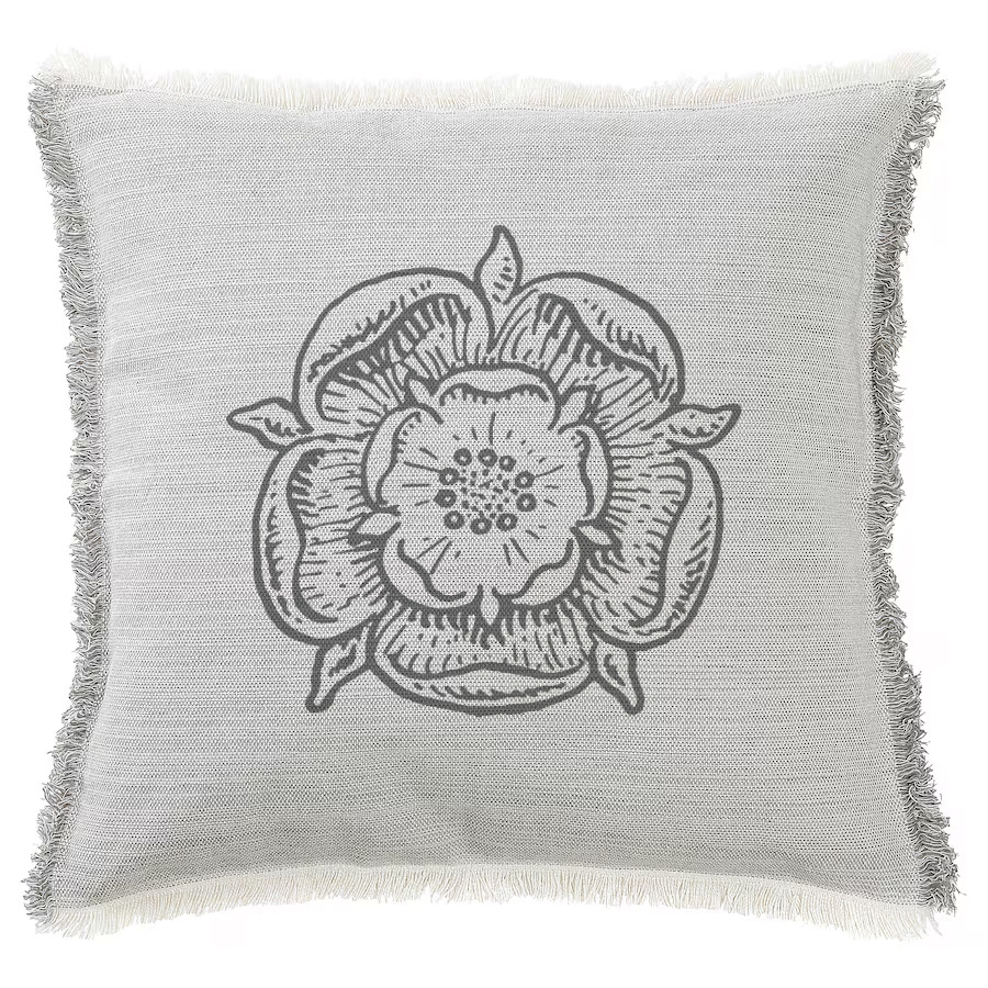 "Tudor Rose Woocut" 50cm x 50cm Fringed Cotton/Poly Cushion Cover