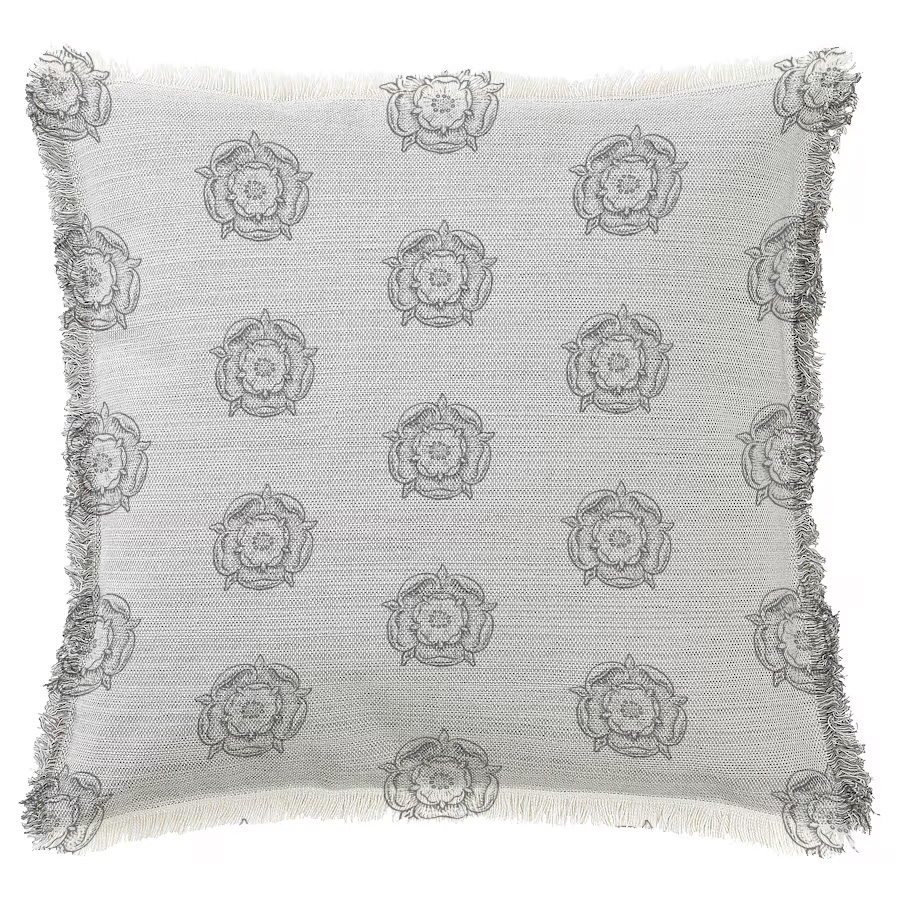 "Tudor Rose Woocut Pattern" 50cm x 50cm Fringed Cotton/Poly Cushion Cover