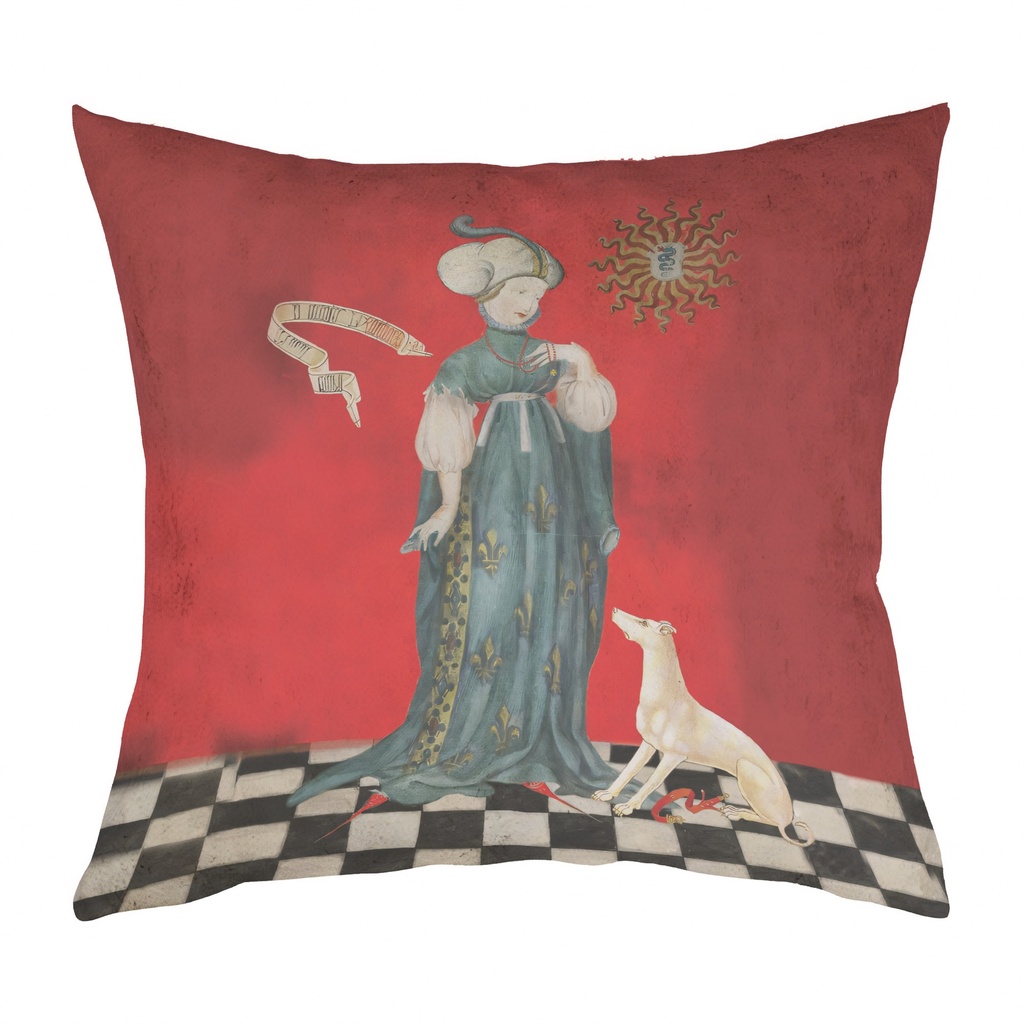 "Valentine de Milan" 40cm x 40cm Faux Leather Cushion Cover (Antique White)