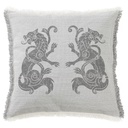 "Viking Beasts" 50cm x 50cm Fringed Cotton/Poly Cushion Cover