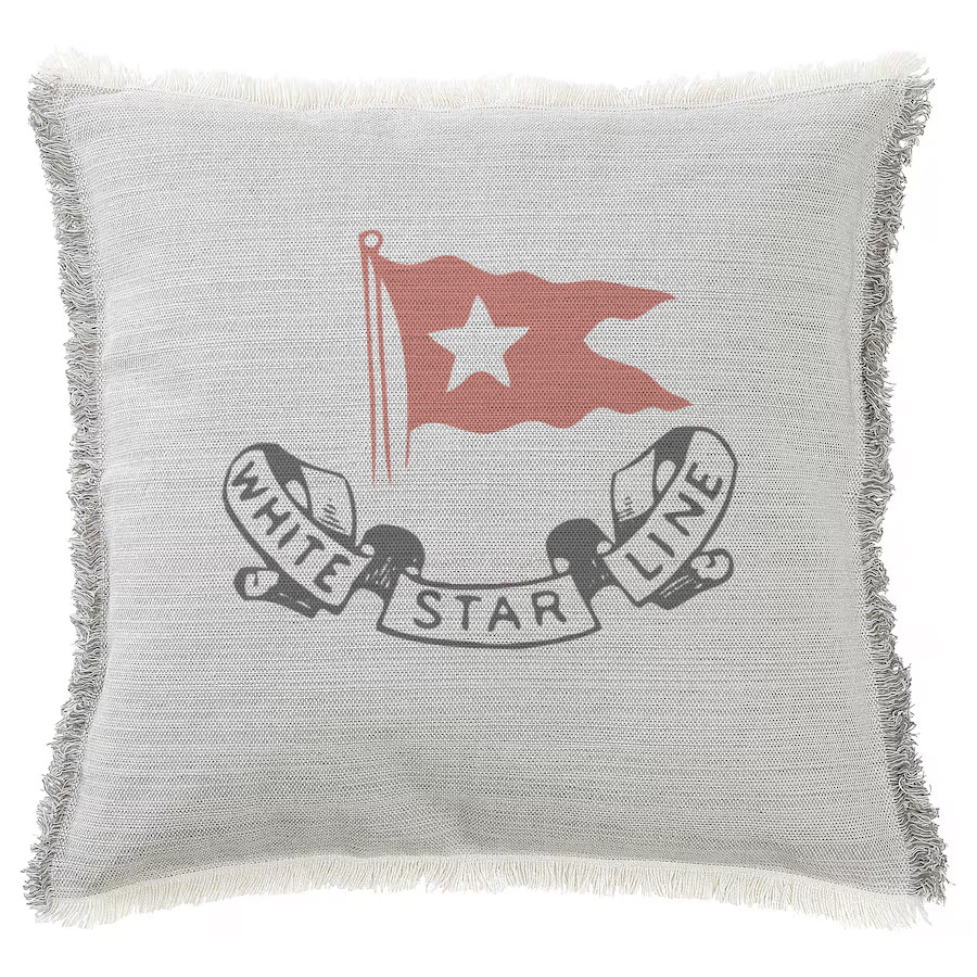 "White Star Line" 50cm x 50cm Fringed Cotton/Poly Cushion Cover
