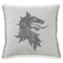 "Wolf Head" 50cm x 50cm Fringed Cotton/Poly Cushion Cover