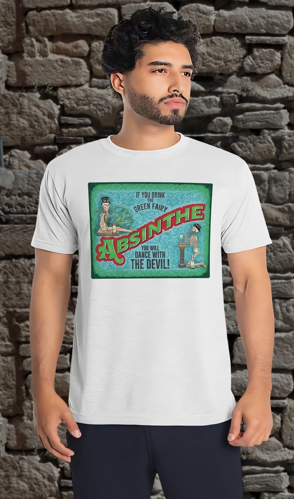 "Absinthe Devil" T-Shirt Unisex (Small, White)
