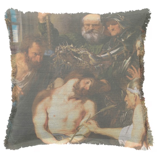 "Christ and the Crowning of Thorns" 50cm x 50cm Fringed Cotton/Poly Cushion Cover
