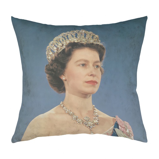 "Elizabeth II Royal Tour Detail" 40cm x 40cm Faux Leather Cushion Cover