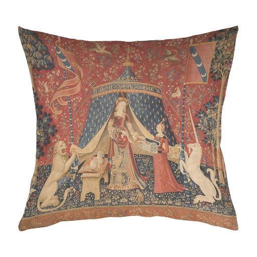 "Lady and the Unicorn" 40cm x 40cm Faux Leather Cushion Cover