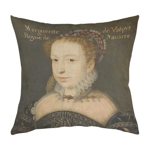 "Marguerite de Valois Portrait" 40cm x 40cm Faux Leather Cushion Cover