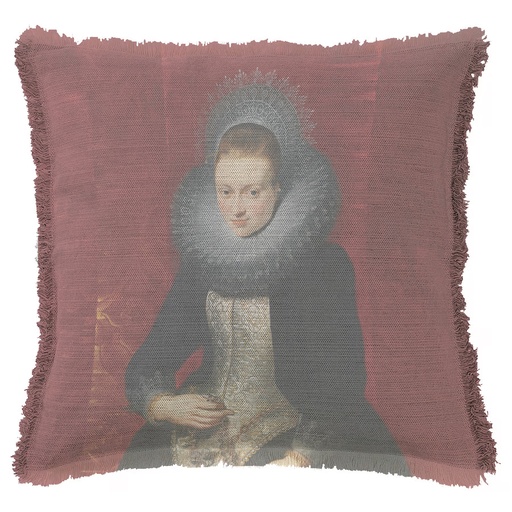 "Rubens, Lady with Rosaire" 50cm x 50cm Fringed Cotton/Poly Cushion Cover