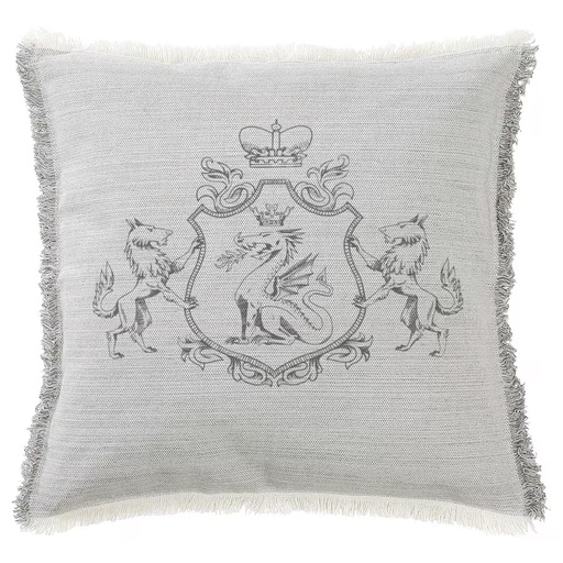 "Wolf and Dragon Arms" 50cm x 50cm Fringed Cotton/Poly Cushion Cover